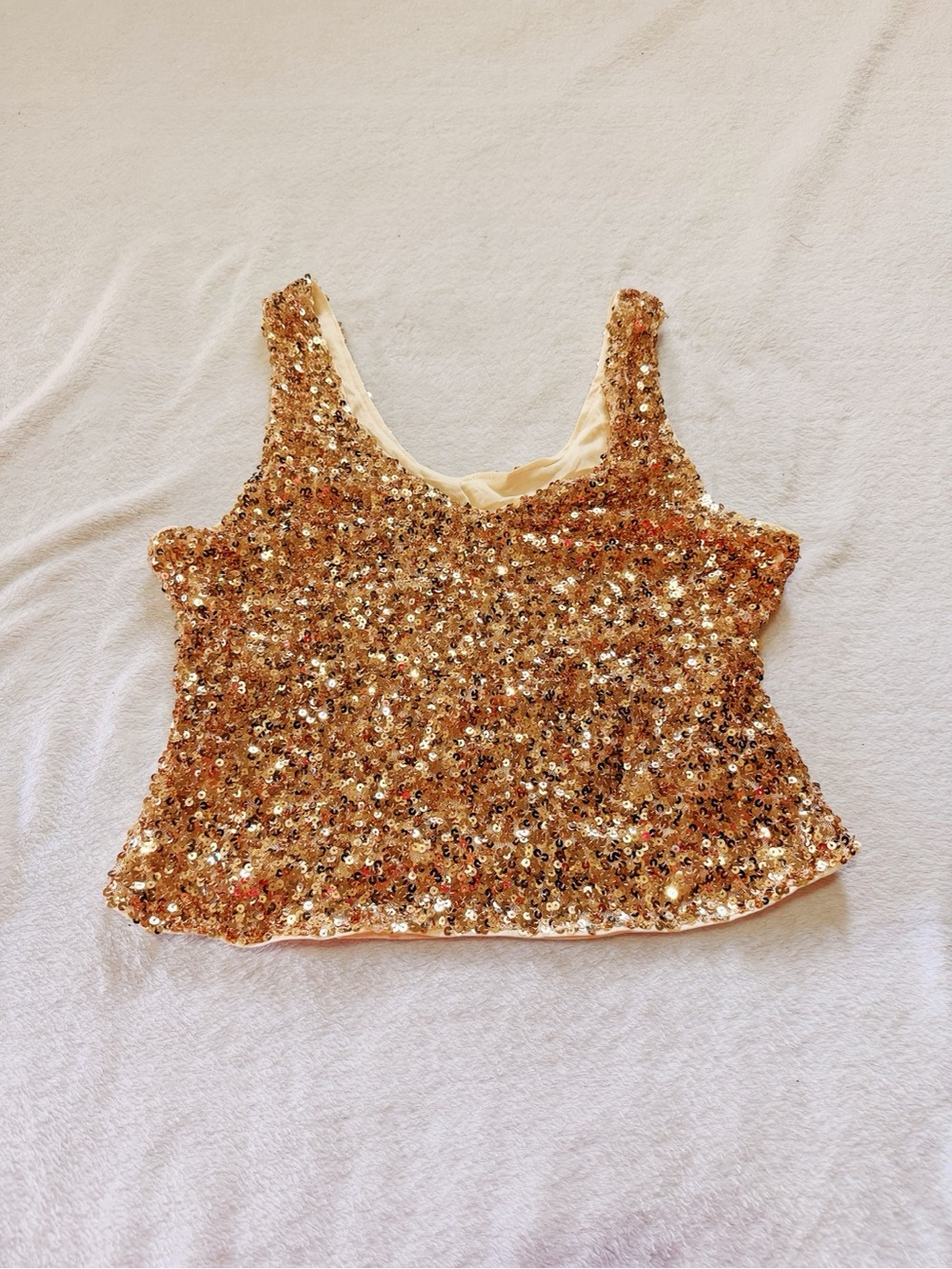 Gold Sequin Cropped Tank Top